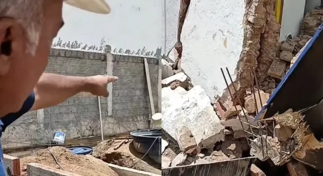 Desabamento atinge área da Câmara de Aurora em meio a reforma; servidora sofre ferimentos leves