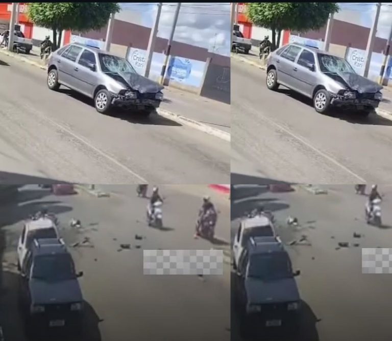 Carro em alta velocidade derruba moto e deixa feridos na Av. Ailton Gomes, em Juazeiro do Norte