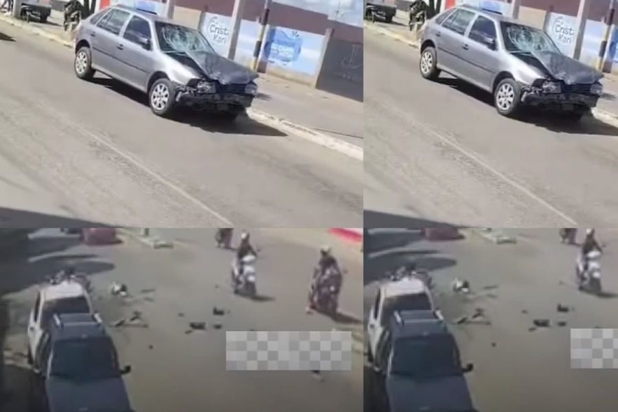 Carro em alta velocidade derruba moto e deixa feridos na Av. Ailton Gomes, em Juazeiro do Norte