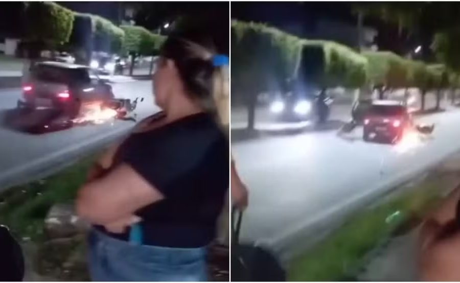 Motorista arrasta motocicleta em avenida de Várzea Alegre e é procurado pela Polícia Militar