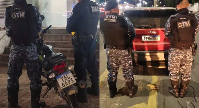 GCM de Juazeiro apreende carro com registro de furto e recupera motocicleta furtada em ações no fim de semana