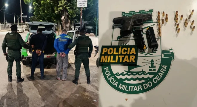Dois homens são presos e pistola 9mm com numeração suprimida é apreendida durante abordagem em Barbalha