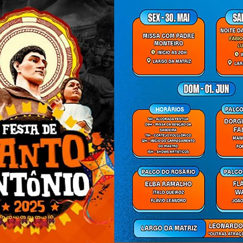 Prefeitura de Barbalha divulga atrações que abrirão Festa de Santo Antônio 2025; veja programação